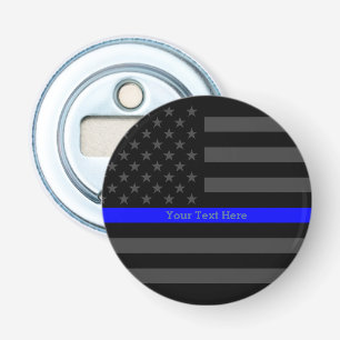 An Elegant Thin Blue Line US Flag Personalised Bottle Opener