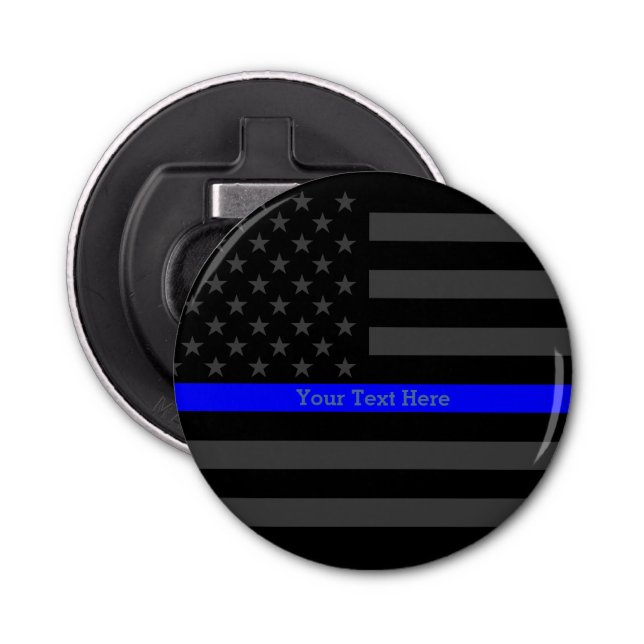 An Elegant Thin Blue Line US Flag Personalised Bottle Opener (Front)