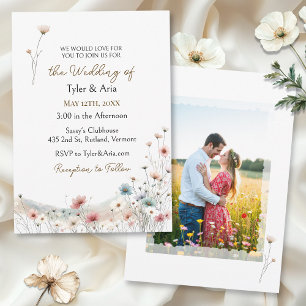An Elegant Watercolor Wildflowers Photo Invitation