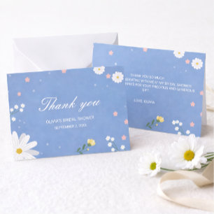 An elegant wedding in light blue with wildflowers. card