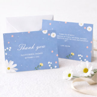 An elegant wedding in light blue with wildflowers. card