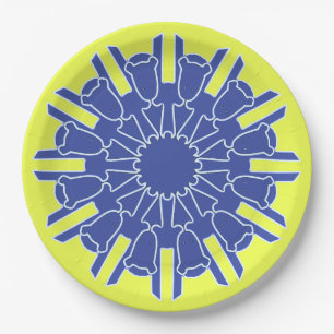 An elegant yellow blue classic design   paper plate