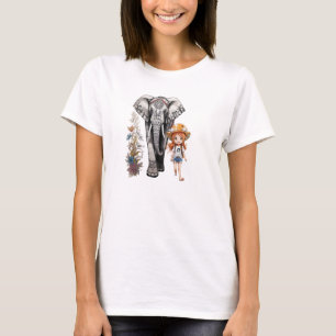 An elephant & girl with a tattoo on it T-Shirt