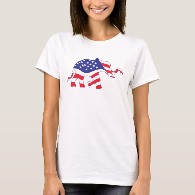 An Elephant made in a USA Flag T-Shirt (Front)