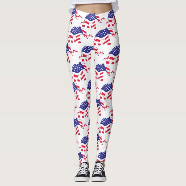 An Elephant made in the USA Flag Leggings (Front)