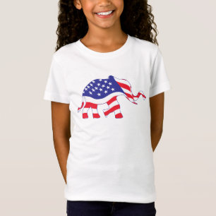 An Elephant made up in the USA Flag T-Shirt