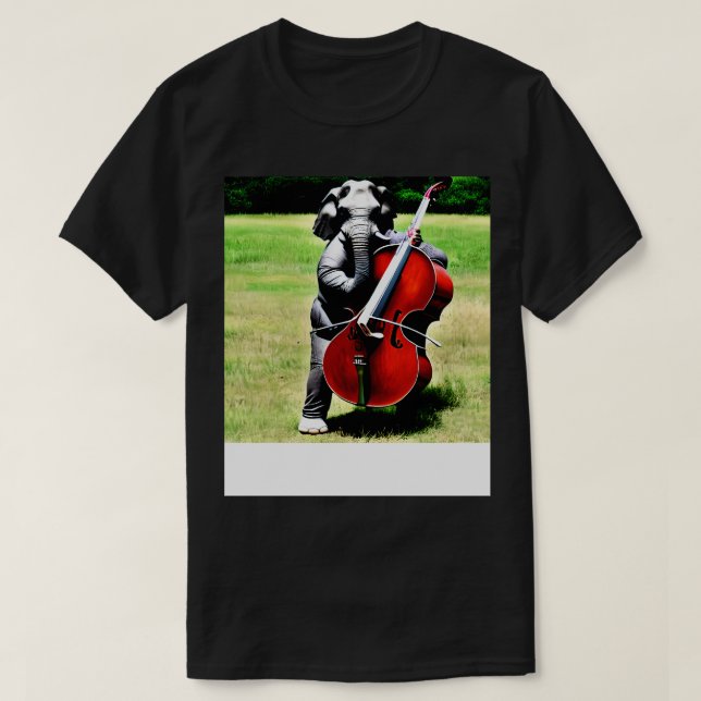 An Elephant Playing Upright Bass In A Park T-Shirt (Design Front)