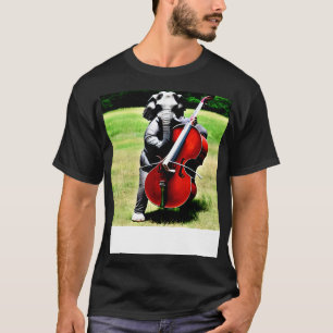 An Elephant Playing Upright Bass In A Park T-Shirt