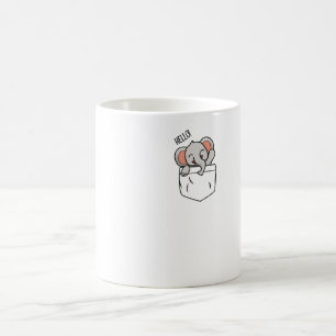 an elephant says hello in a pocket coffee mug