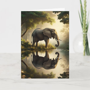An Elephant's Reflection   Happy Birthday Card