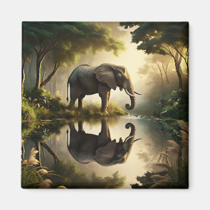An Elephant's Reflection Magnet