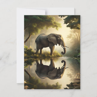 An Elephant's Reflection Postcard