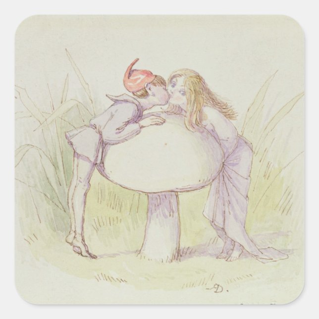 An Elf and a Fairy Square Sticker (Front)