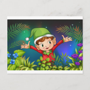 An elf at the garden postcard