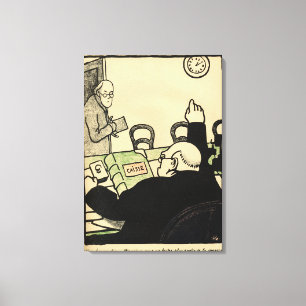 An employer sacks one of his employees canvas print