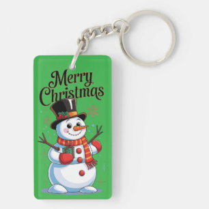 An enchanted Christmas: a smiling snowman Key Ring