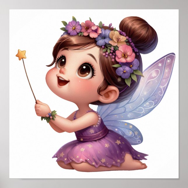 An enchanted magical little cartoon Fairy Poster (Front)