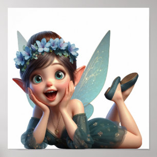 An enchanted magical little cartoon Fairy Poster
