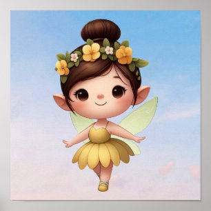 An enchanted magical little cartoon Fairy Poster