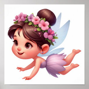 An enchanted magical little cartoon Fairy Poster