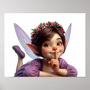 An enchanted magical little cartoon Fairy Poster