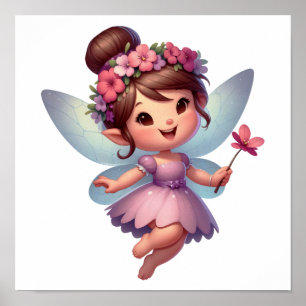 An enchanted magical little cartoon Fairy Poster