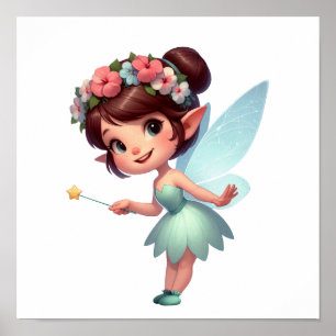 An enchanted magical little cartoon Fairy Poster