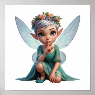 An enchanted magical little cartoon Fairy Poster