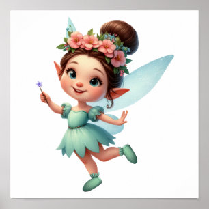 An enchanted magical little cartoon Fairy Poster