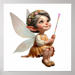 An enchanted magical little cartoon Fairy Poster