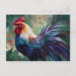  An Enchanting Colourful Rooster Painting Art Post Postcard