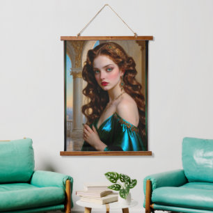 An Enchanting Portrait of The Emerald Empress Hanging Tapestry