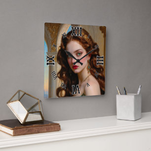 An Enchanting Portrait of The Emerald Empress Square Wall Clock