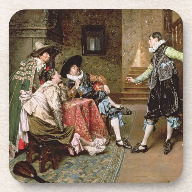 An Engaging Tale, 1894 (oil on panel) Coaster (Front)