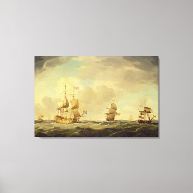 An English Flagship Under Easy Sail in a Moderate Canvas Print (Front)