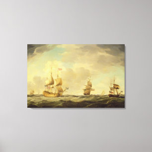 An English Flagship Under Easy Sail in a Moderate Canvas Print