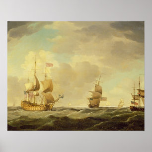 An English Flagship Under Easy Sail in a Moderate Poster