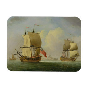 An English Sloop and a Frigate in a Light Breeze ( Magnet