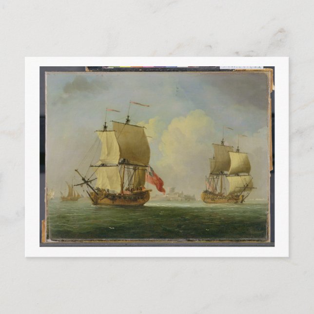 An English Sloop and a Frigate in a Light Breeze ( Postcard (Front)