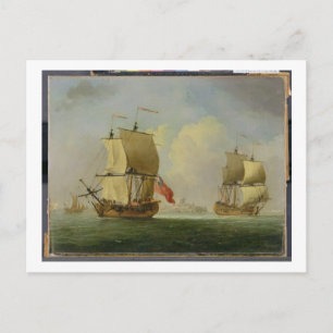 An English Sloop and a Frigate in a Light Breeze ( Postcard