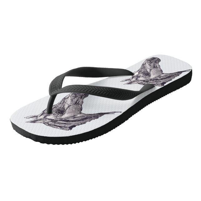 An equine beauty card flip flops (Angled)