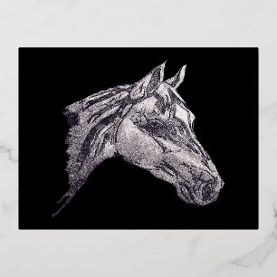 An equine beauty foil holiday postcard
