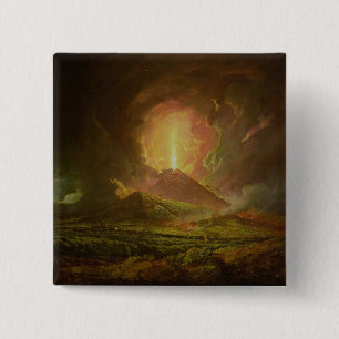 An Eruption of Vesuvius, seen from Portici 15 Cm Square Badge