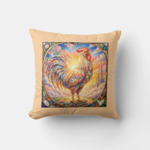 An ethereal rooster cushion
