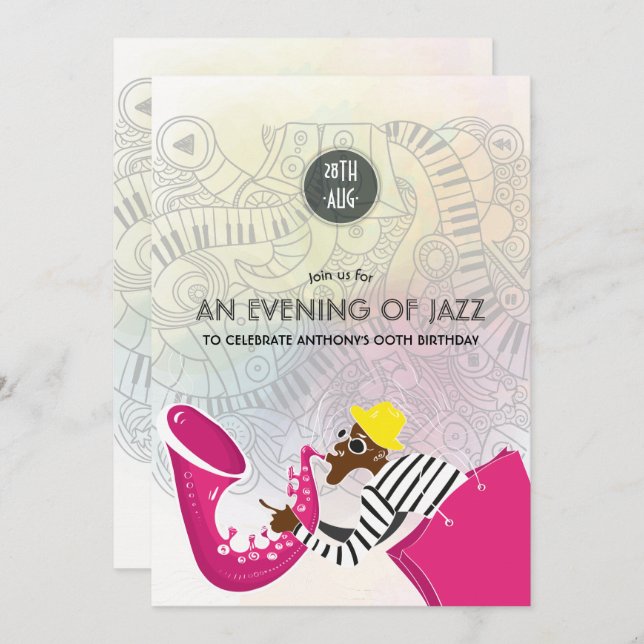 An evening of Jazz any occasion Party invitation (Front/Back)