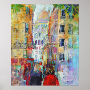 An Evening Walk to Sacre Coeur Poster