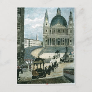 An exact representation of the grand funeral car postcard