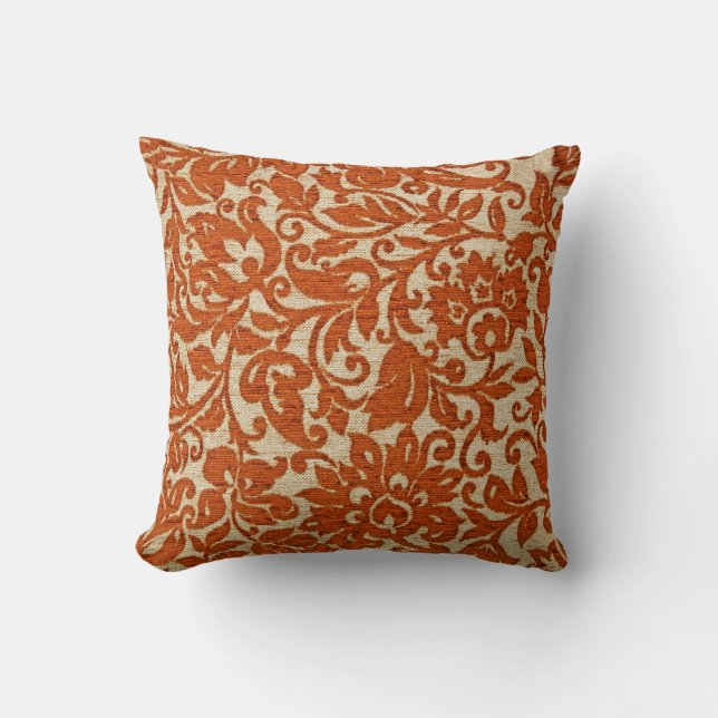 An exotic brown colour Javanese floral pattern wea Cushion (Front)