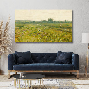 An Extensive Meadow Landscape with Geese Canvas Print