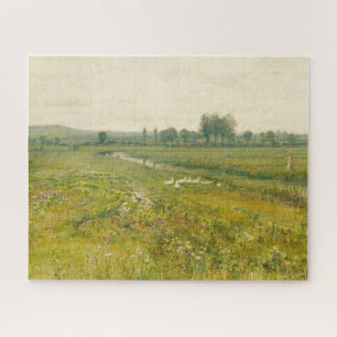 An Extensive Meadow Landscape with Geese Jigsaw Puzzle